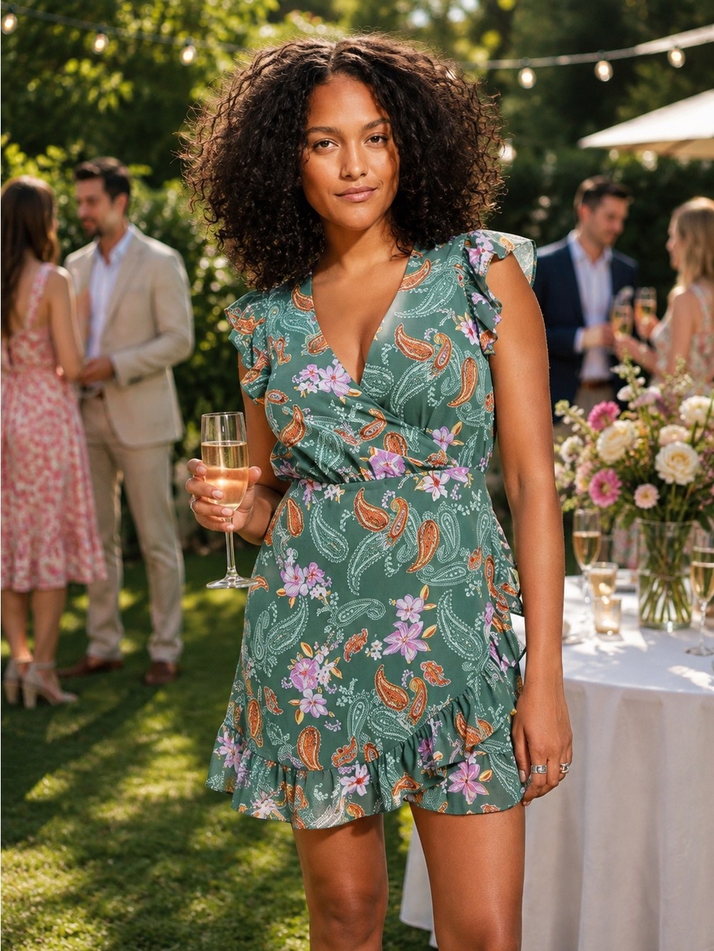 Bar III Green Floral Mini Dress